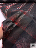 Italian Diagonal Hazy Plaid Brocade - Black / Red / White