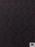 Italian Floral Textured Stretch Brocade - Black / Eggplant Purple