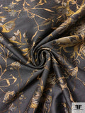 Italian Floral Textured Metallic Brocade - Ochre-Gold / Black / Taupe