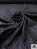 Italian Metallic Suiting with Vertical Stretch - Black / Metallic Blue / Metallic Purple