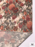 Hazy Floral Printed Matte-Satin Crinkled Stretch Cotton - Brick Red / Smoky Olive / Beige