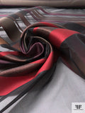 Italian Horizontal Metallic Striped Silk Organza - Red / Brown / Copper / Eggplant / Black