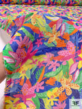 Vibrant Tropical Floral Printed Linen-Look Cotton Voile - Multicolor