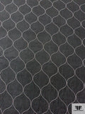 Dome Trellis Pattern Stitched Linen with Stones - Dark Grey / White