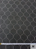 Dome Trellis Pattern Stitched Linen with Stones - Dark Grey / White