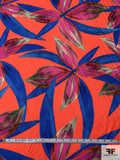 Italian Large Petals Printed Silk and Cotton Voile - Hot Orange / Blue / Pink / Green