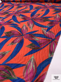 Italian Large Petals Printed Silk and Cotton Voile - Hot Orange / Blue / Pink / Green
