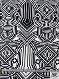 Italian Geo-Pixelated Printed Crinkled Shimmery Cotton Voile - Black / Off-White