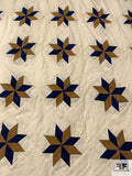 Star Prism Stitched Patchwork Cotton - Navy / Peanut Brown / Cream