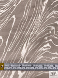 Marbly Wood Grain Printed Cotton Voile - Khaki / Light Ivory