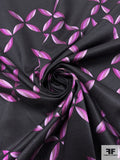 Circle Floral Illusion Printed Stretch Washed Cotton-Silk Sateen - Magenta / Orchid / Black
