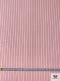 Italian Vertical Striped Printed Cotton Voile - Dusty Rose / Off-White