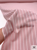 Italian Vertical Striped Printed Cotton Voile - Dusty Rose / Off-White