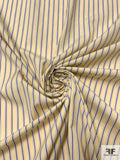 Italian Vertical Striped Yarn-Dyed Cotton Shirting - Yellow / White / Blue