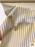 Italian Vertical Striped Yarn-Dyed Cotton Shirting - Yellow / White / Blue