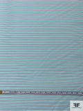 Italian Horizontal Striped Silk and Cotton Organdy - Aqua / Navy / White