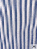 Vertical Striped Washed Cotton Chambray - Denim Blue / Off-White