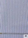 Vertical Striped Washed Cotton Chambray - Denim Blue / Off-White