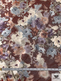 Swiss Jakob Schlaepfer Floral Printed Stiff Organza - Wine Red / Dusty Blue / Lavender / Cream