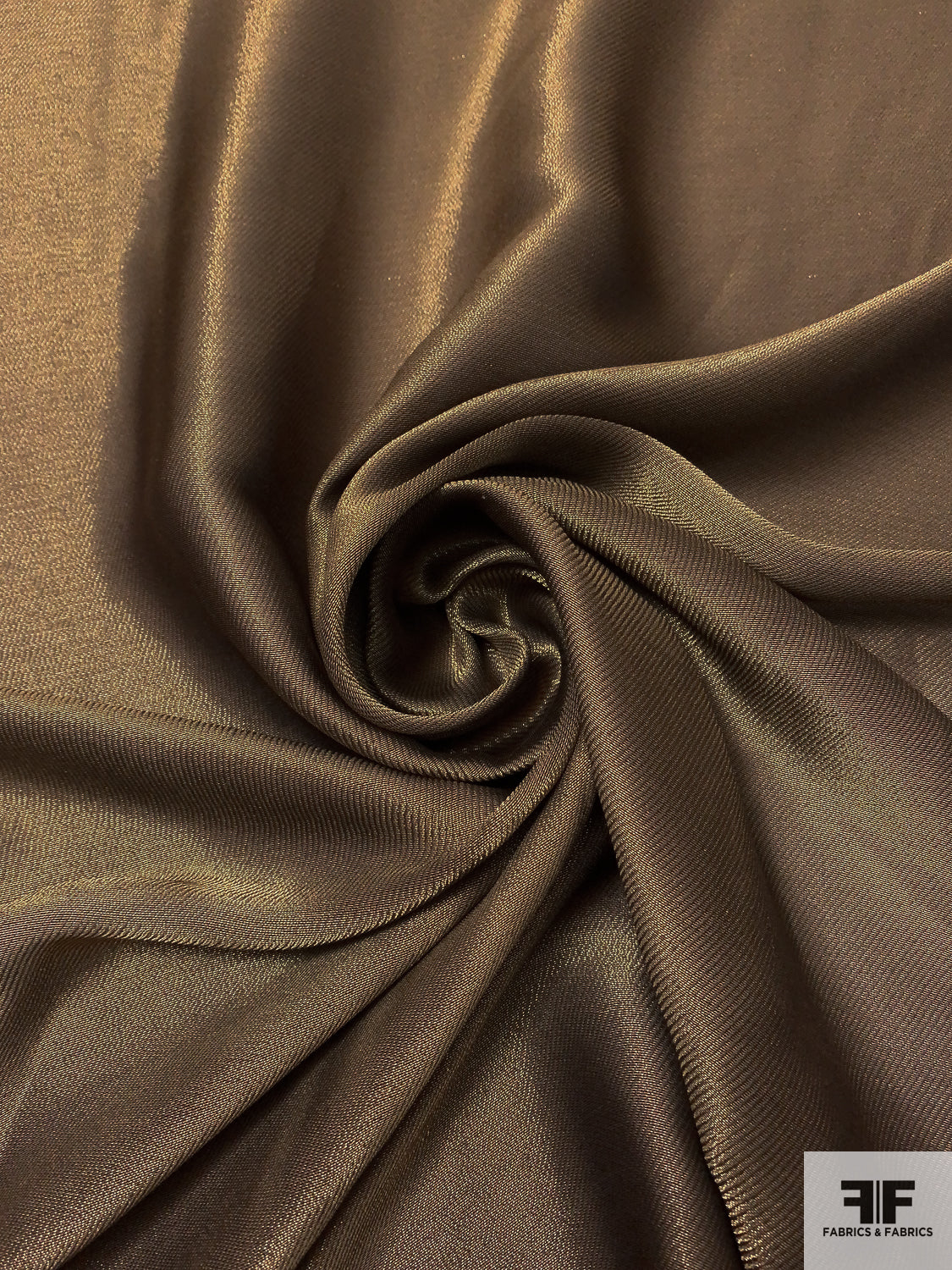 Italian Ralph Lauren Twill-Weave Soft Silk Lamé - Brown / Gold