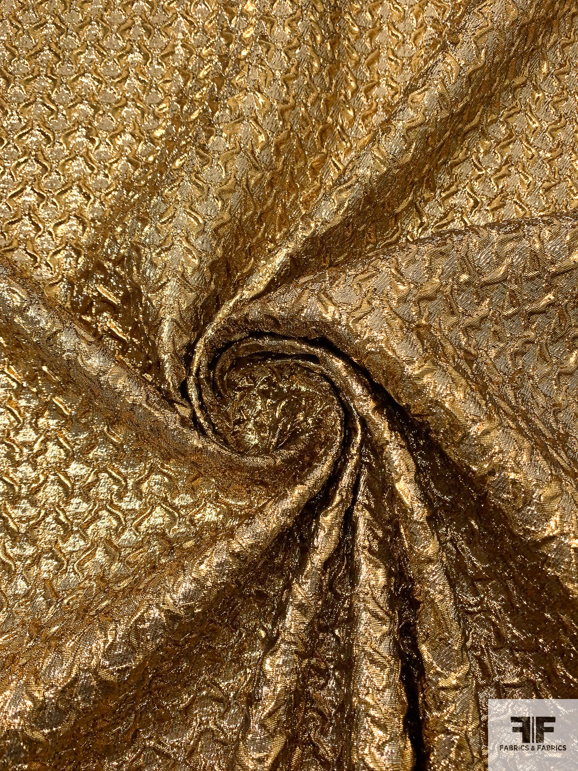 Italian Textured Silk Lamé with Fused Back - Gold/Black | FABRICS ...
