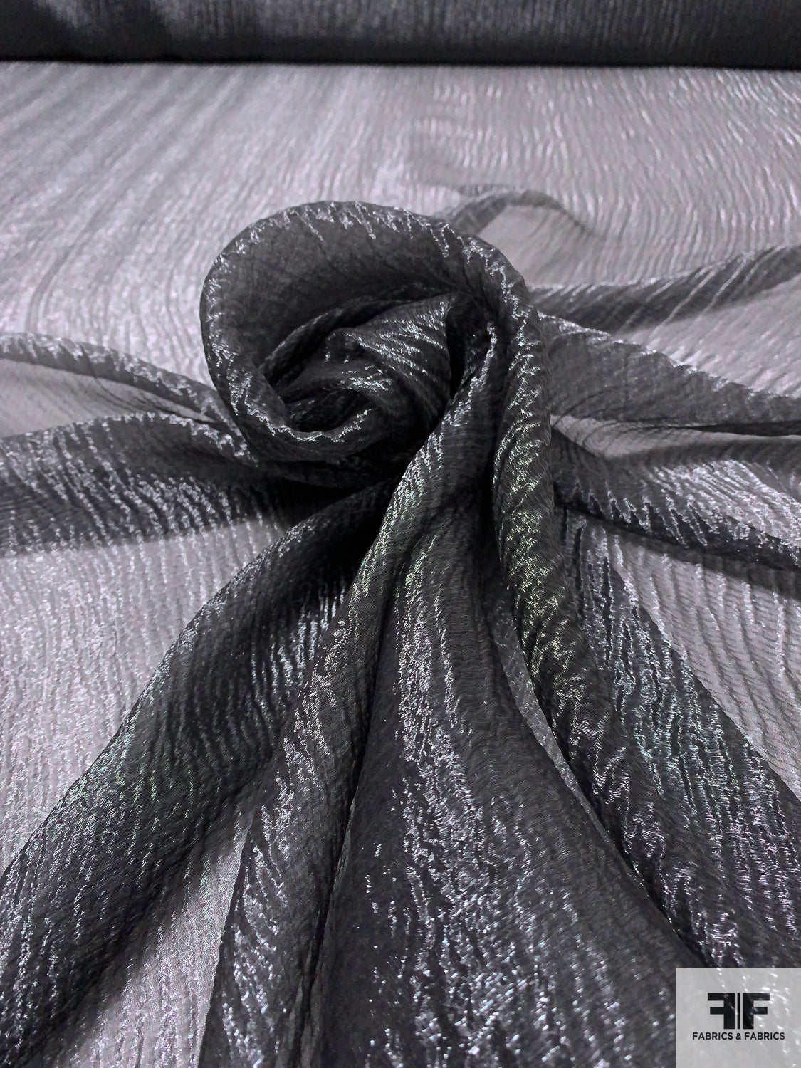 Italian Crinkled Silk Blend Gauze with Shimmer - Gunmetal Grey/Silver | FABRICS & FABRICS Fabrics & Fabrics Italian Crinkled Silk Blend Gauze with Shimmer - Gunmetal Grey/Silver | FABRICS & FABRICS Fabrics & Fabrics