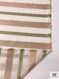 Italian Cotton Voile with Metallic Stripes - Rose Gold / Metallic Olive / Off-White