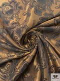 Italian Floral Jacquard Lamé Novelty - Copper / Dark Brown