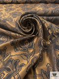 Italian Floral Jacquard Lamé Novelty - Copper / Dark Brown