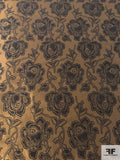 Italian Floral Jacquard Lamé Novelty - Copper / Dark Brown