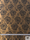 Italian Floral Jacquard Lamé Novelty - Copper / Dark Brown