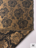 Italian Floral Jacquard Lamé Novelty - Copper / Dark Brown