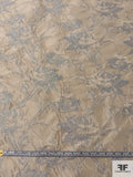 Italian Silk Taffeta with Floral Lurex Design - Beige / Silver