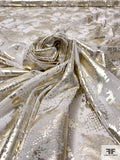 Italian Abstract Foil Printed Polyester Chiffon - Gold / Off-White