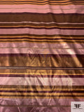 Italian Striped Tissue Lamé - Copper / Metallic Dusty Pink / Brown / Bordeaux