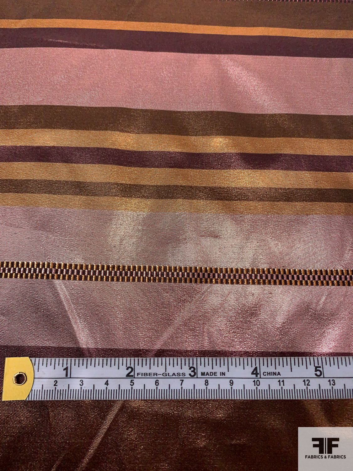 Italian Striped Tissue Lamé - Copper / Metallic Dusty Pink / Brown / Bordeaux