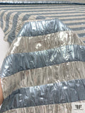Italian Striped Puckered Tissue Lamé - Sky Blue / Silver
