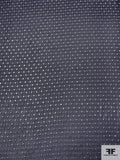 Italian Foil Printed Textured Dots Polyester Chiffon - Navy / Silver