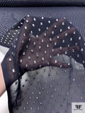 Italian Foil Printed Textured Dots Polyester Chiffon - Navy / Silver