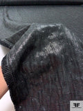 Italian 3-Ply Slightly Textured Shimmer Organza with Chenille Backing - Black