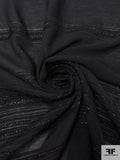 Italian Sheer Chenille and Lurex Striped Novelty - Black