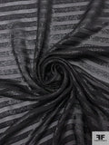 Italian Lurex Striped Silk Chiffon - Black