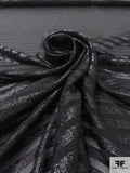Italian Lurex Striped Silk Chiffon - Black