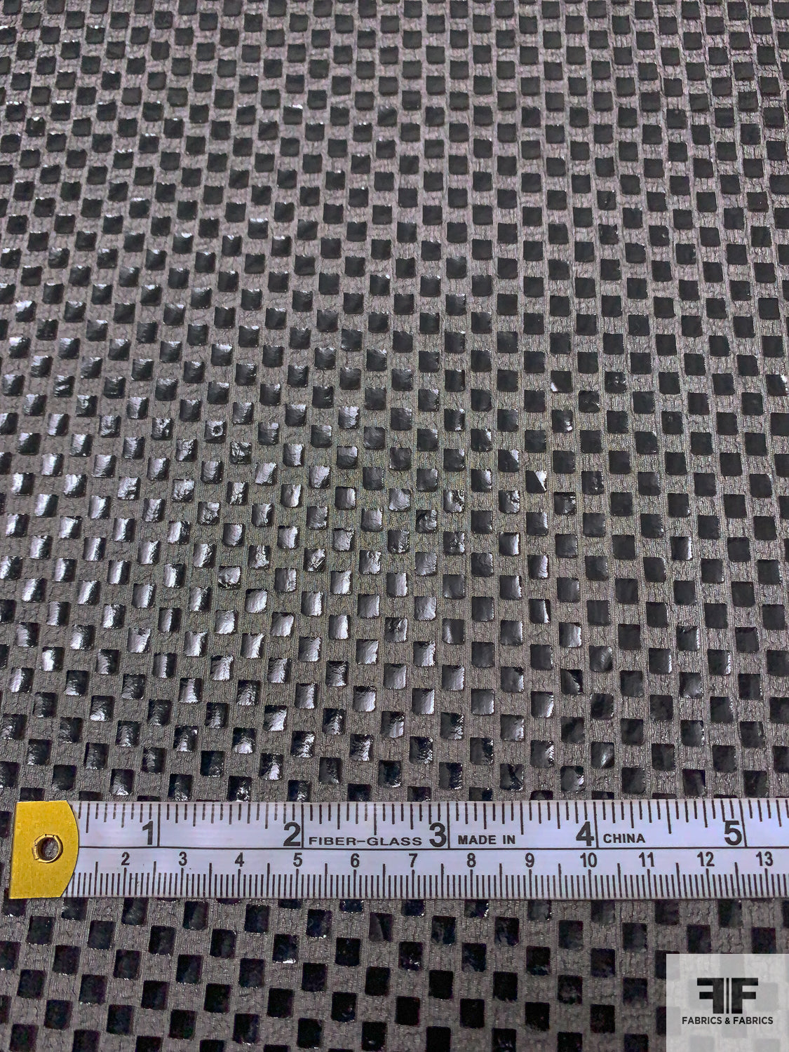 Polyester Squres Italian Pressed Laminated Squares Polyester Chiffon - Black | FABRICS ...