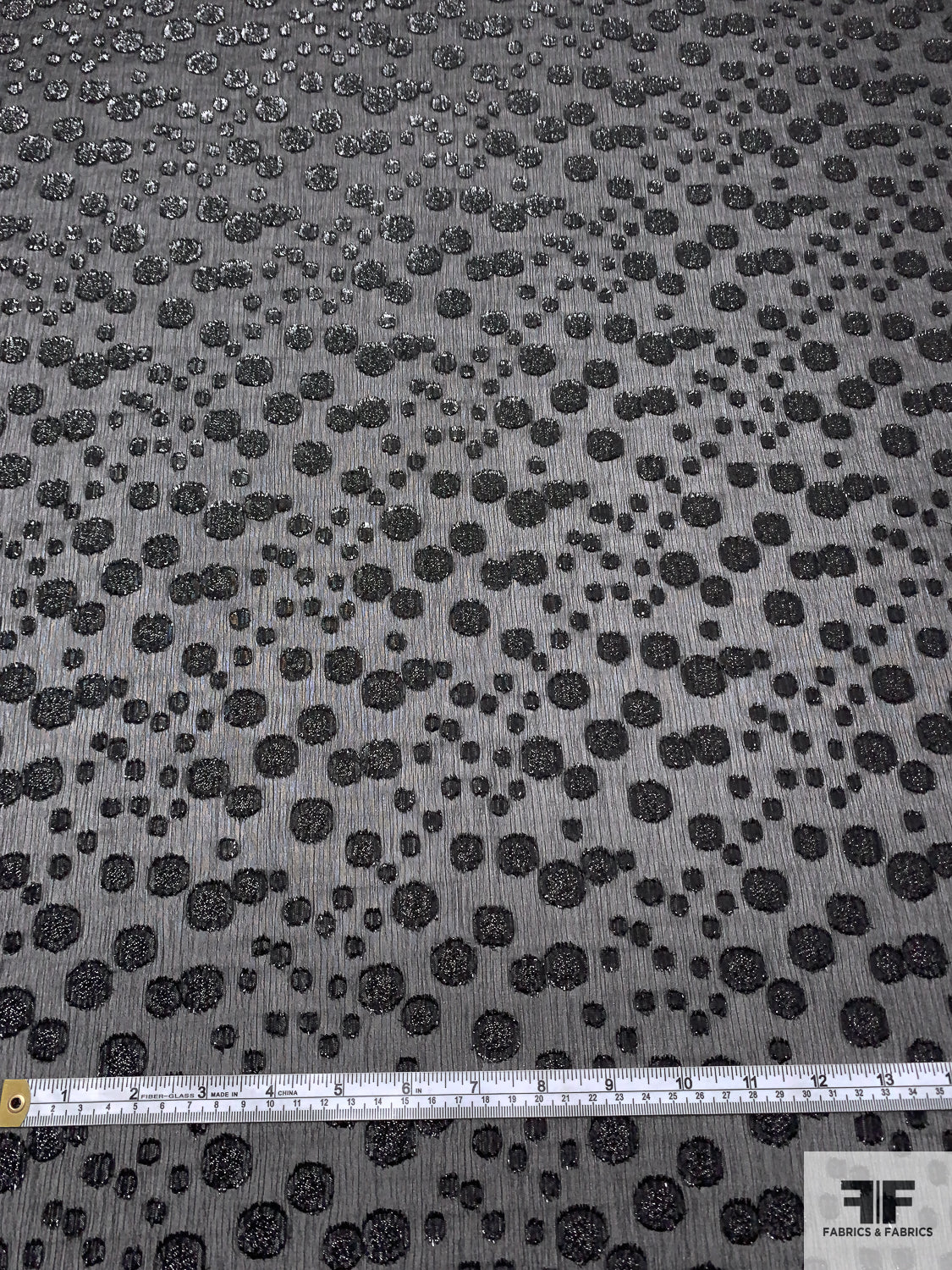 Metallic Polka Dot Clusters Clip Chiffon - Black