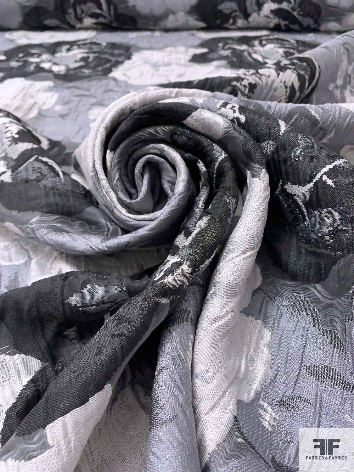 Bold Floral Brocade with Lurex Detailing - Grey/Black/Silver | FABRICS ...