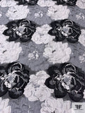 Bold Floral Brocade with Lurex Detailing - Grey / Black / Silver