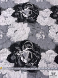 Bold Floral Brocade with Lurex Detailing - Grey / Black / Silver