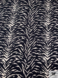 Animal Pattern Printed Hammered Polyester Charmeuse - Black / Light Ivory