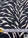 Animal Pattern Printed Hammered Polyester Charmeuse - Black / Light Ivory